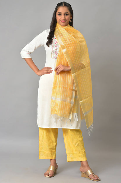 Yellow Yarn-Dyed Premium Dupatta