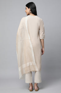 Beige Yarn-Dyed Premium Dupatta