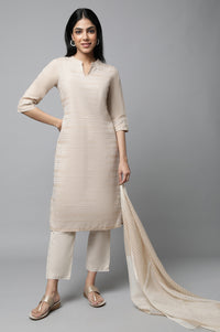 Beige Yarn-Dyed Premium Dupatta