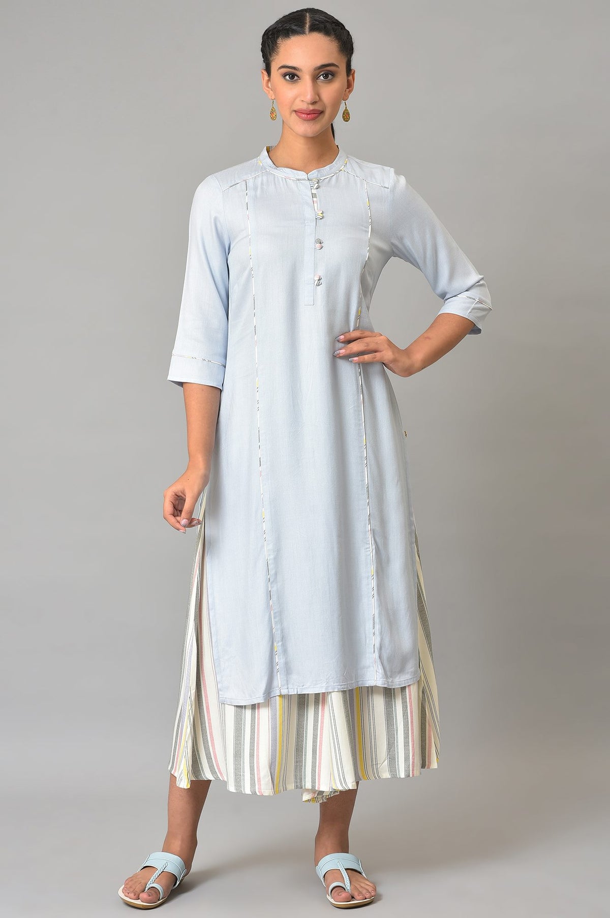 Blue Straight Summer kurta Set - XS