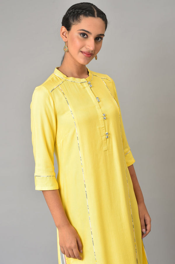Yellow Straight Summer Plus Size kurta Set