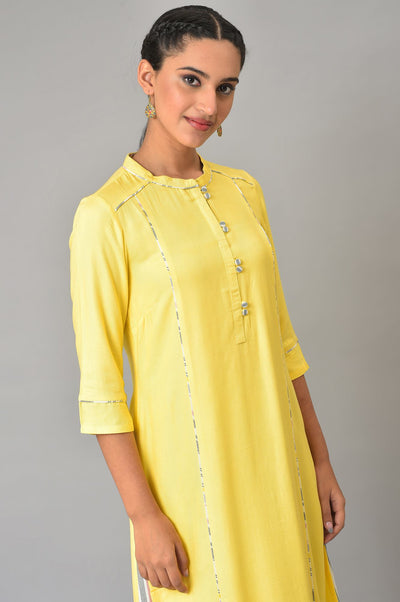Yellow Straight Summer Plus Size kurta Set