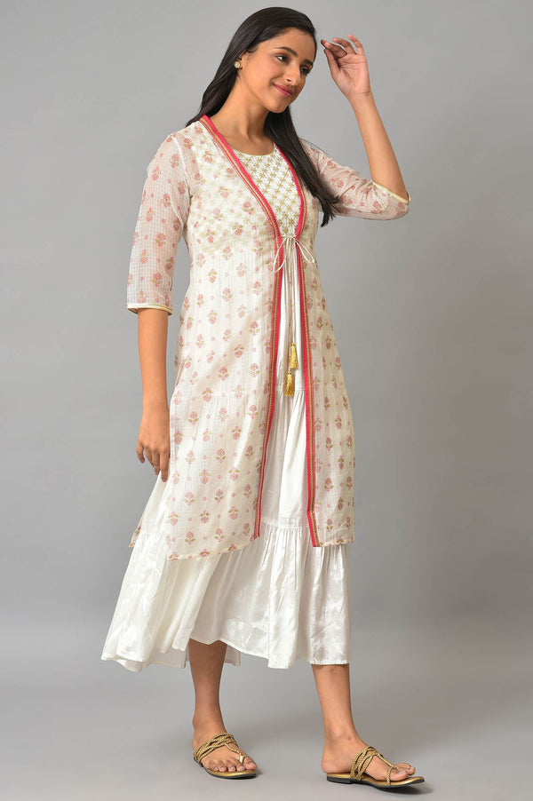 White Gotta Patti Gillet And Embroidered Dress