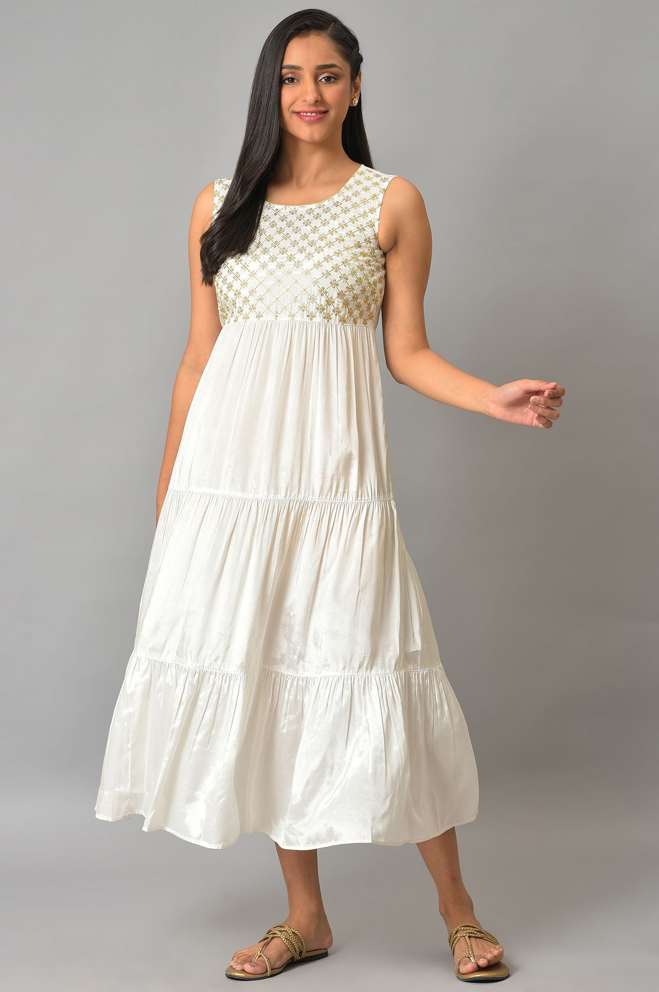 White Gotta Patti Gillet And Embroidered Dress