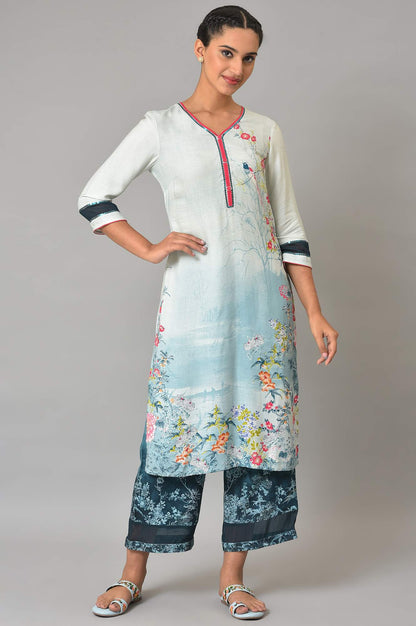 Blue Floral Printed kurta Set