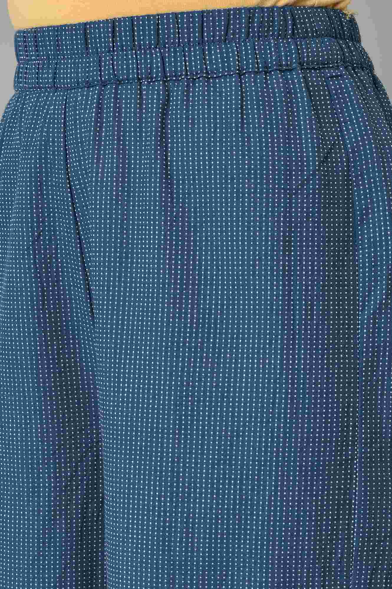 Blue Yarn-Dyed Cotton kurta Set