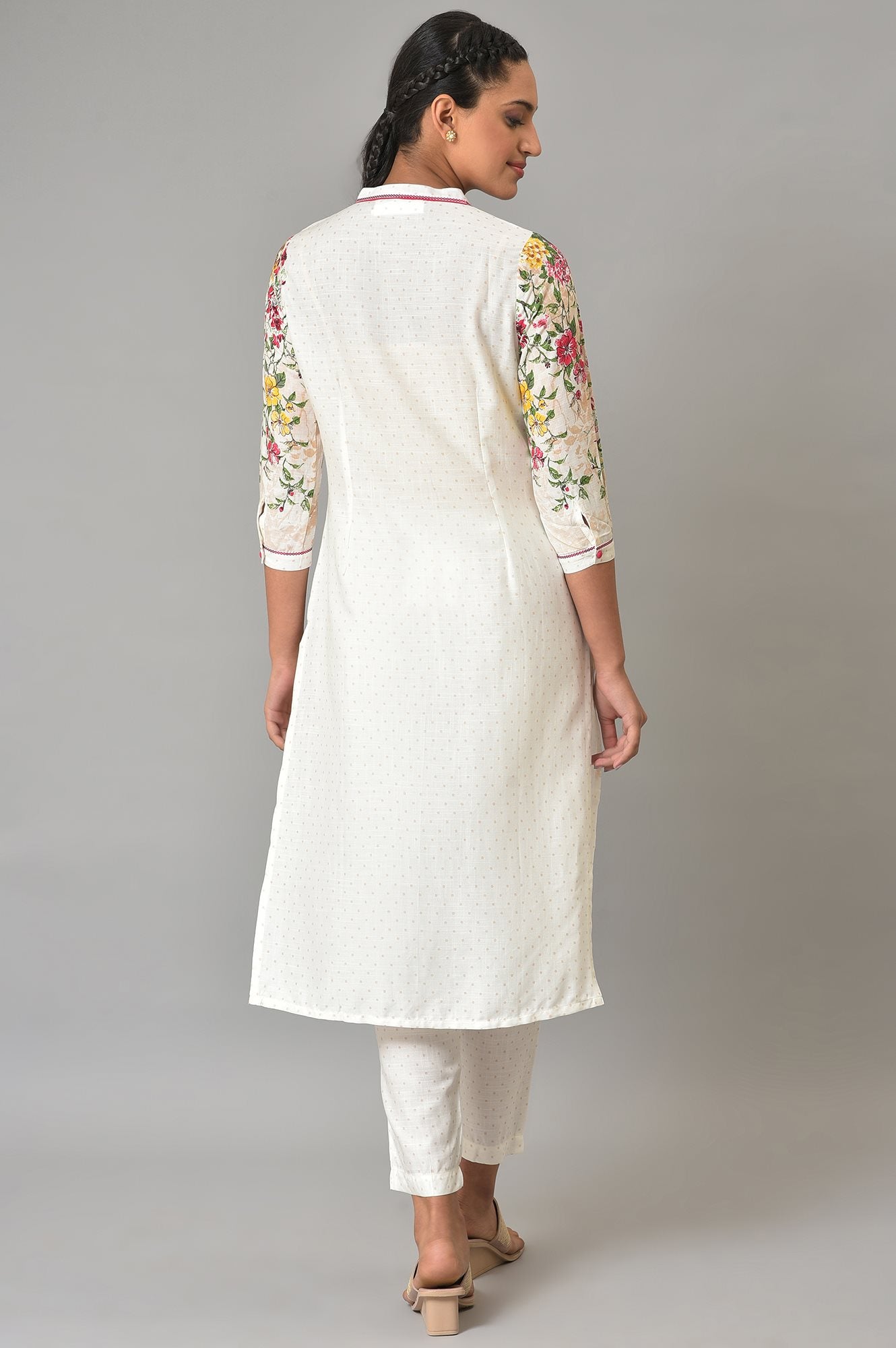 White Floral Printed Summer kurta Set