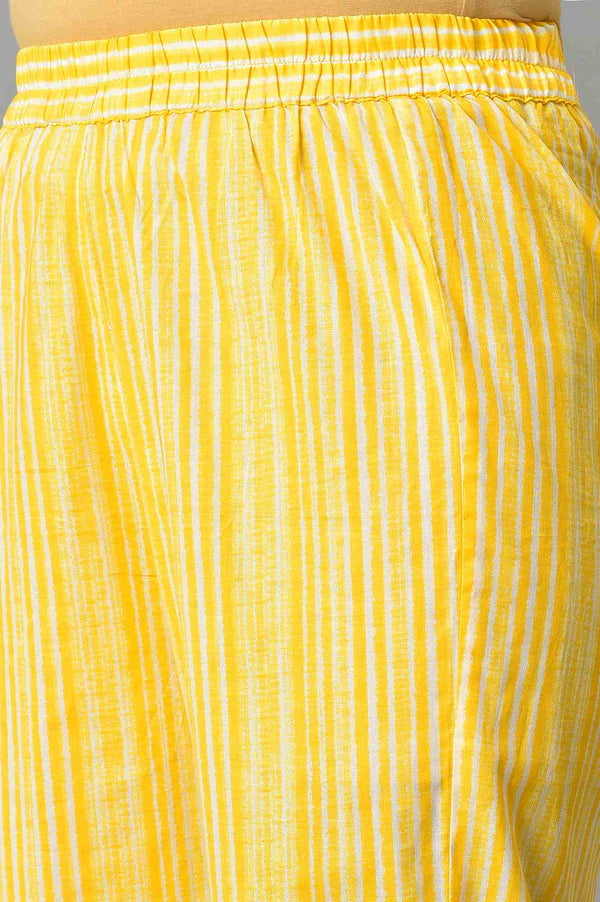 Yellow Polka Dots Printed Cotton kurta With Narrow Palaza