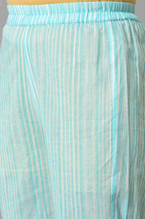 Blue Polka Dots Printed Cotton kurta With Narrow Palaza