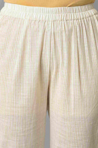 Off-White Floral Printed kurta With Trousers