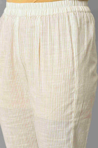 Off-White Floral Printed kurta With Trousers