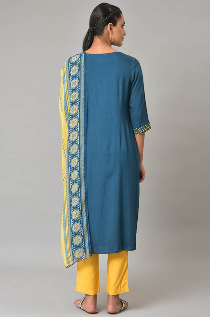 Blue Thread Embroidered kurta Set