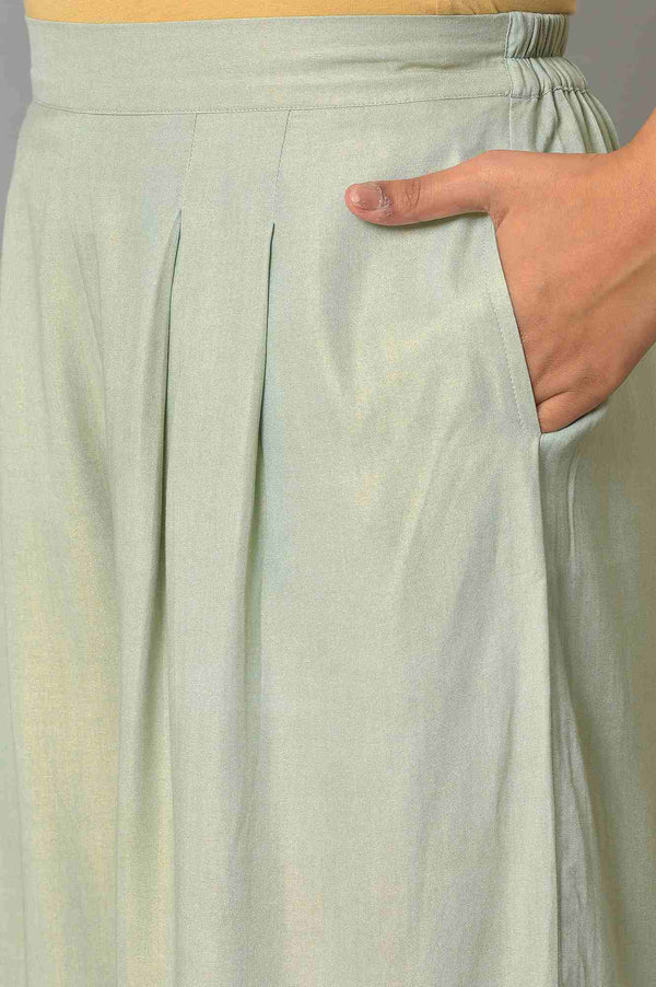 Light Blue Kota Jacket With Crop-Top And Box Pants