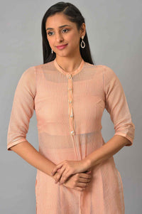 Plus Size Peach Kota Jacket With Crop-Top And Box Pants