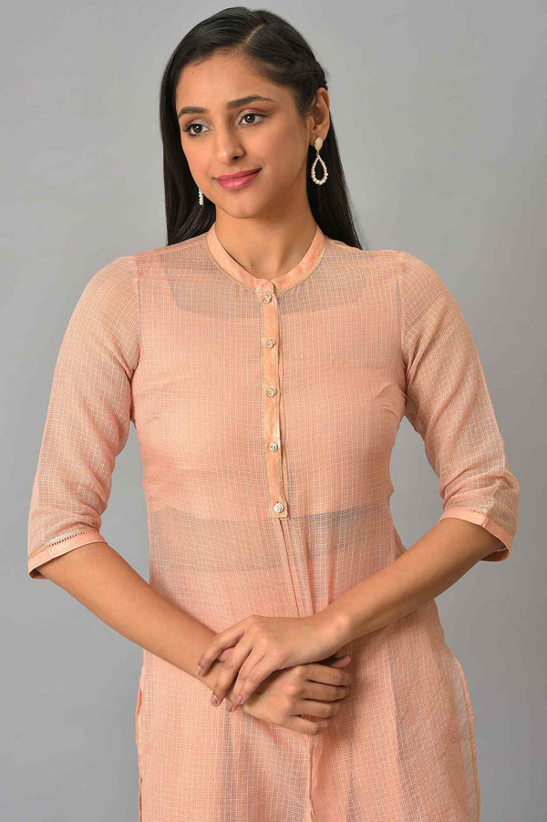 Plus Size Peach Kota Jacket With Crop-Top And Box Pants