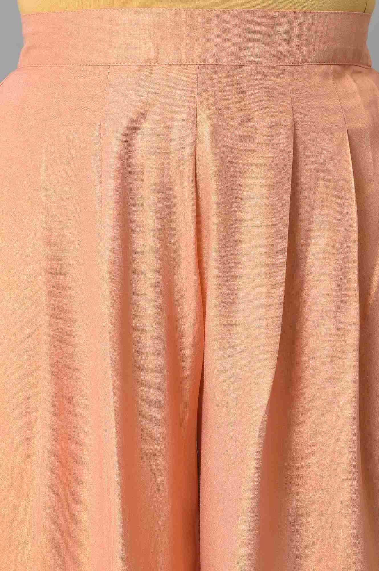 Peach Kota Jacket With Crop-Top And Box Pants