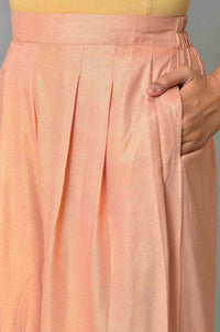 Plus Size Peach Kota Jacket With Crop-Top And Box Pants