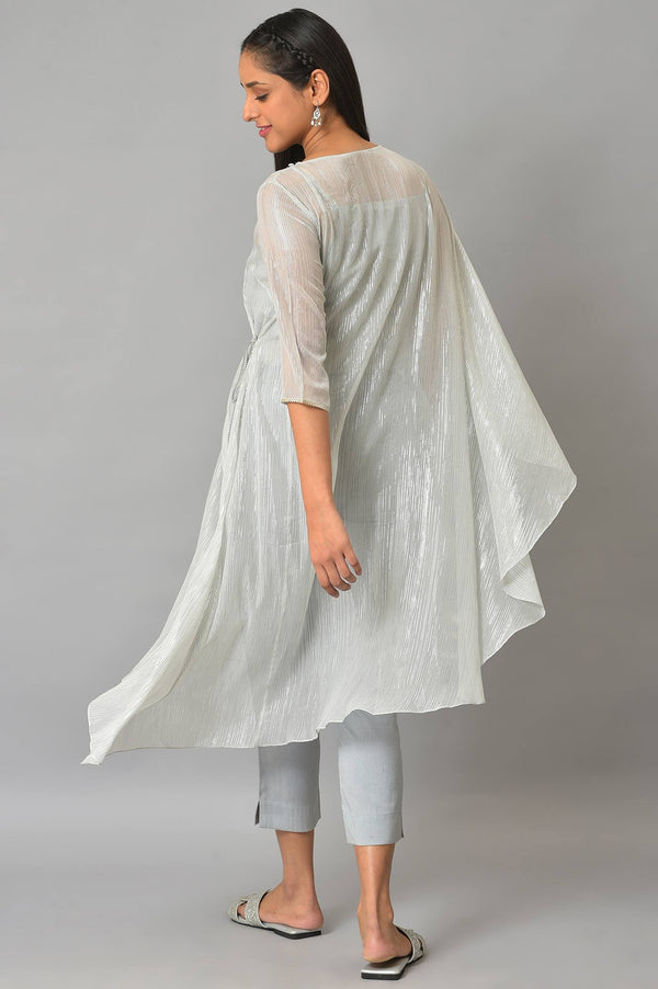 Blue Assymetric kurta With Inner And Trousers