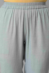 Blue Assymetric kurta With Inner And Trousers