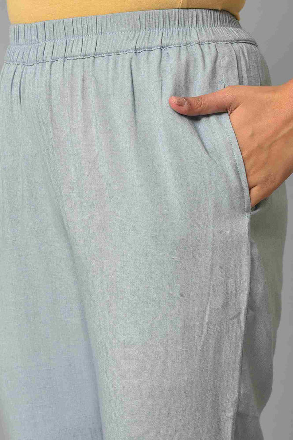 Blue Assymetric kurta With Inner And Trousers