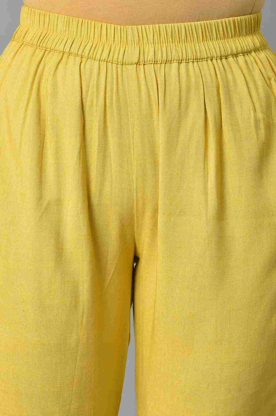 Plus Size Yellow Assymetric kurta With Inner And Trousers