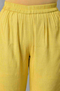 Plus Size Yellow Assymetric kurta With Inner And Trousers