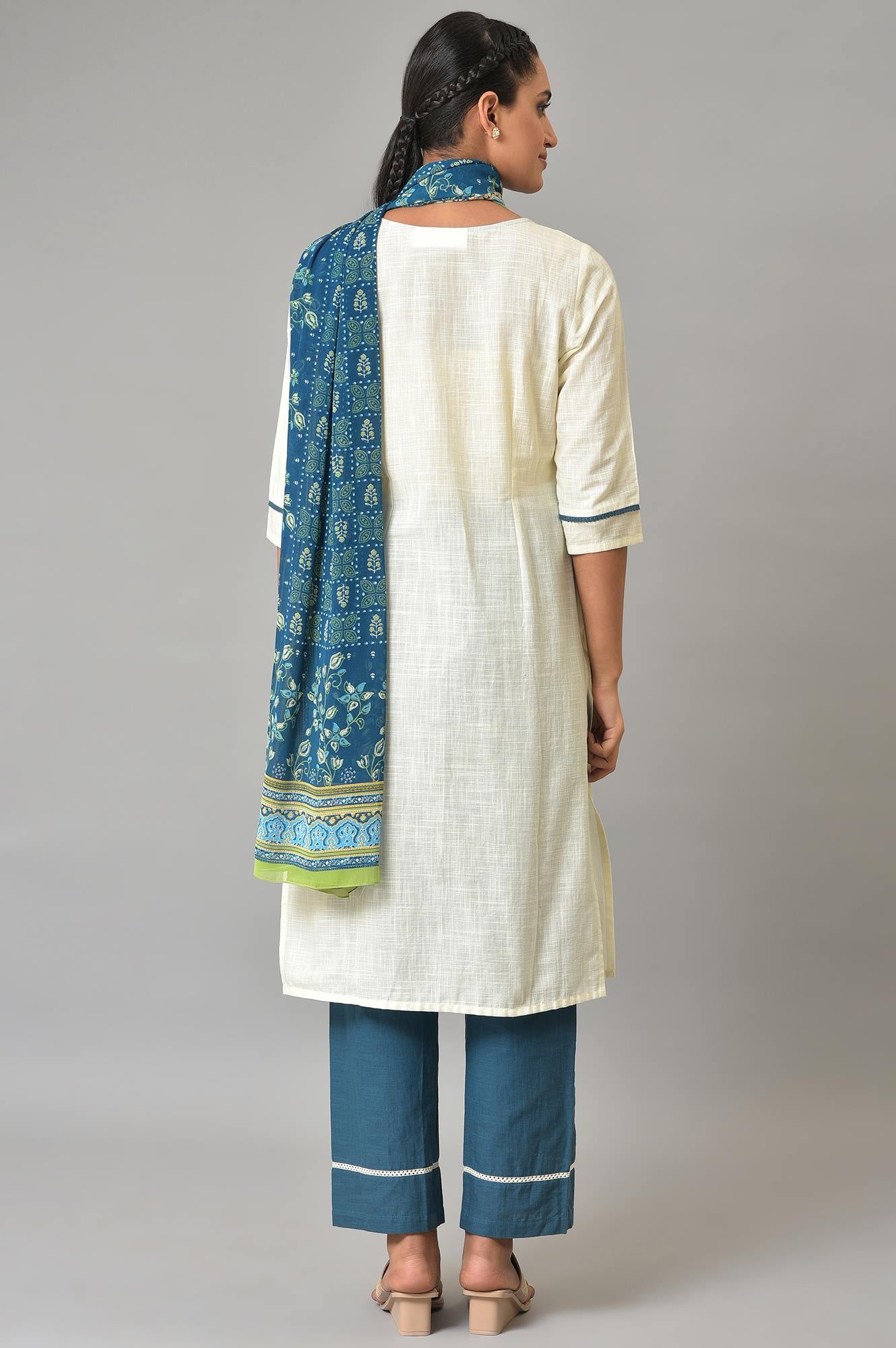 White Floral Summer kurta Set