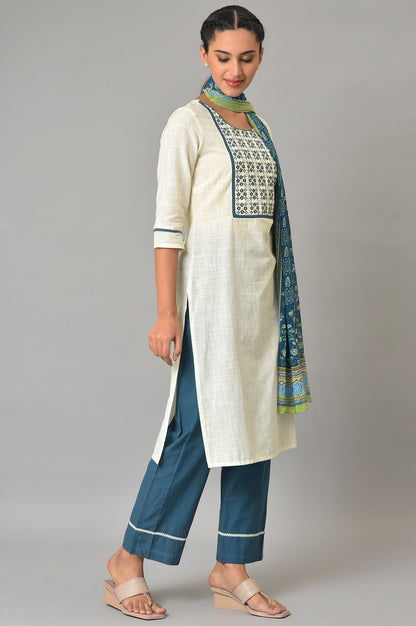 White Floral Summer kurta Set