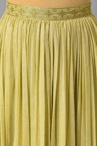 Green Embellished Crop Top And Flared Skirt