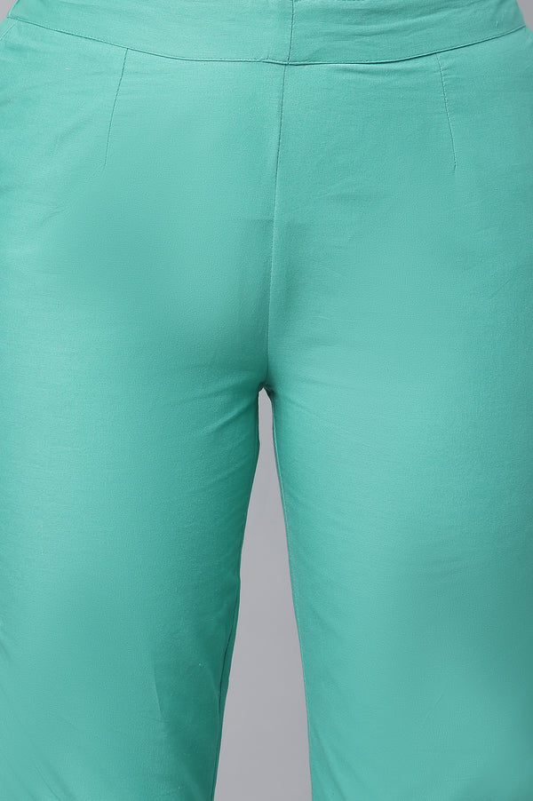 Green Cotton Printed kurta & Trouser Set