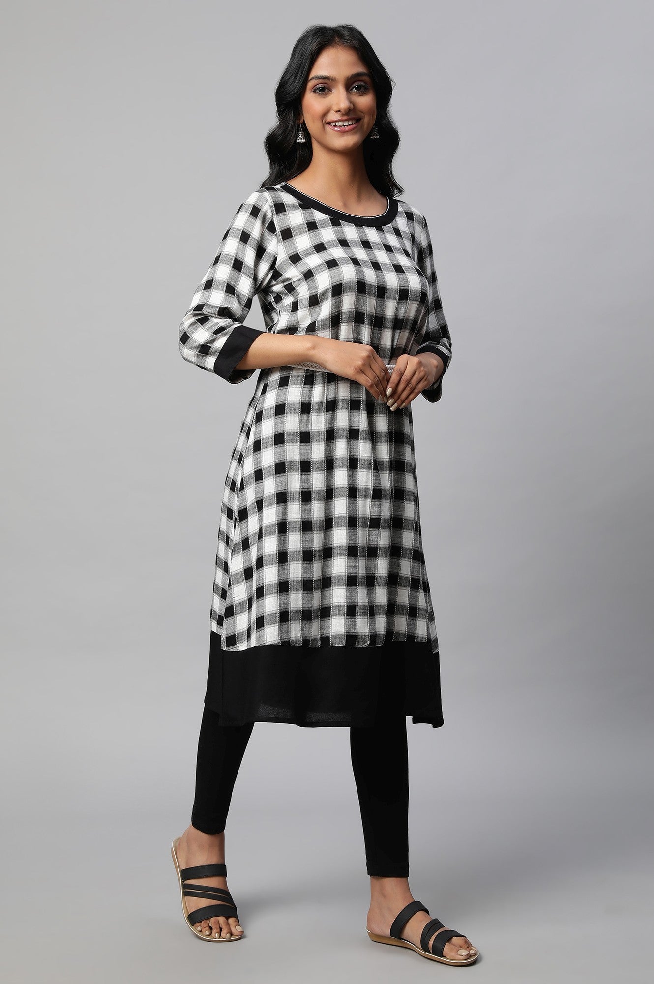 Black Checker Dobby kurta Set