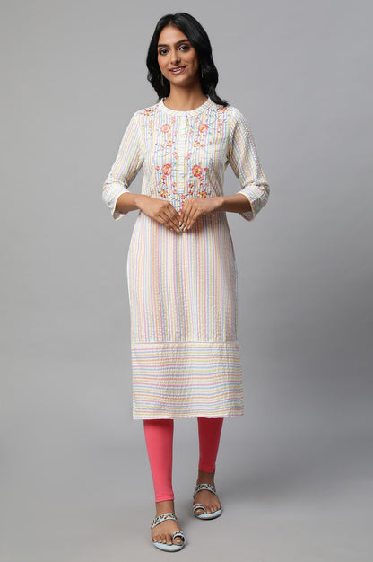 Multi-coloured Embroidered kurta Set