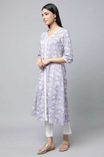 Lavender Floral Printed kurta & Pants Set