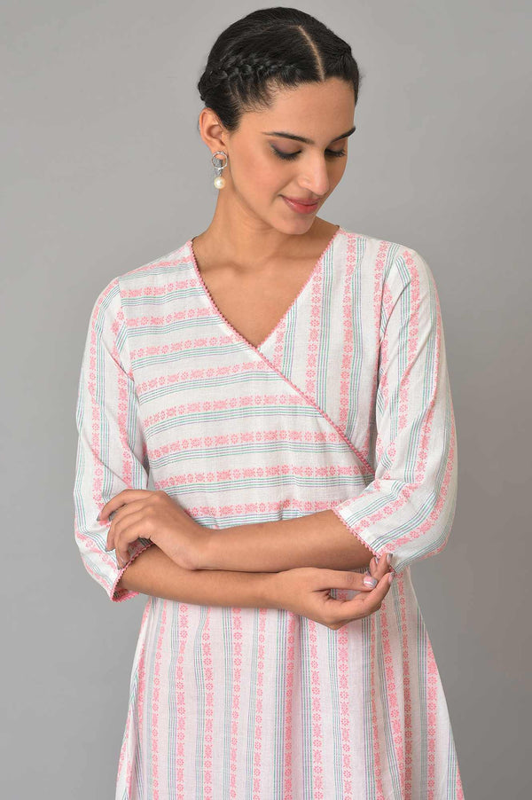 White Angrakha kurta & Tights Set