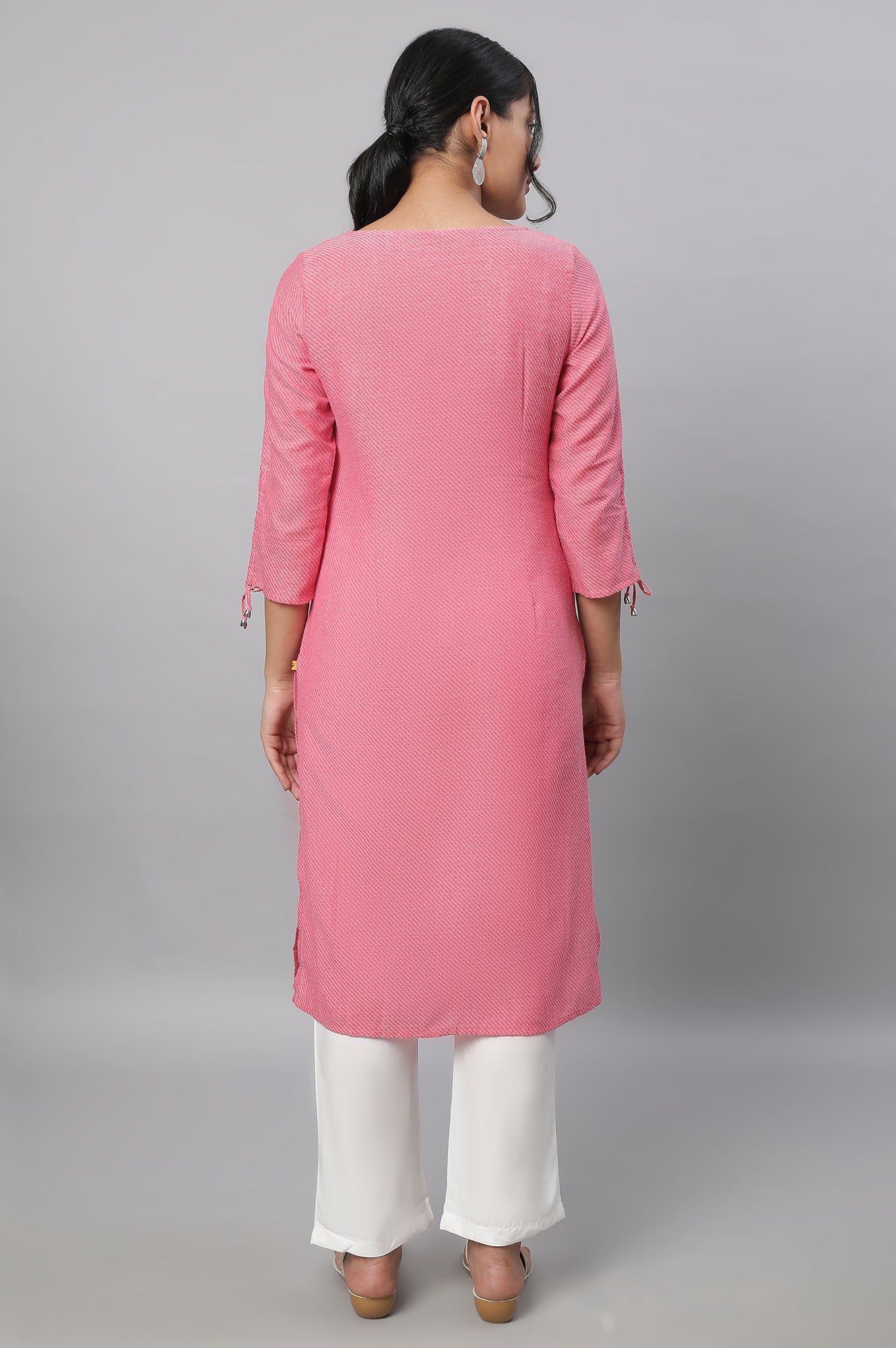 Pink Embroidered kurta &amp; Narrow Fit Palazzo