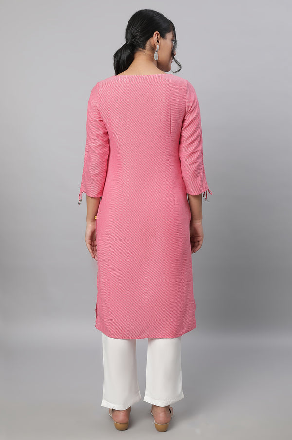 Pink Embroidered kurta & Narrow Fit Palazzo