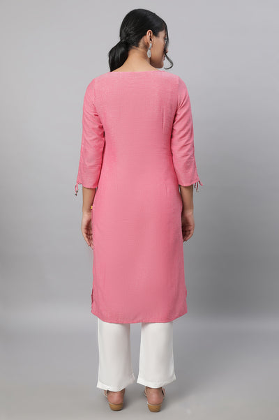 Pink Embroidered kurta & Narrow Fit Palazzo