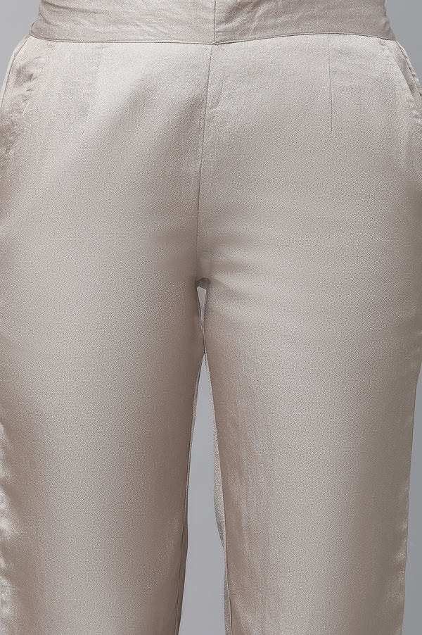 Off-White Shantung kurta, Pants & Dupatta Set