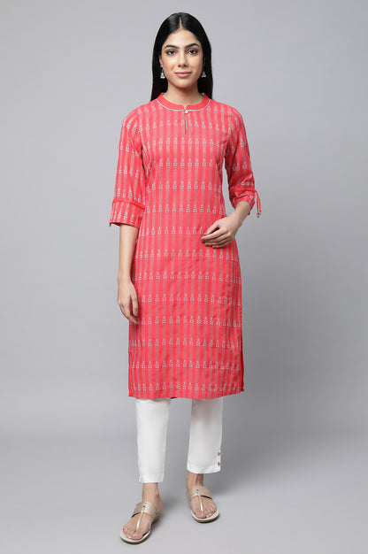 Pink Printed kurta with Trousers Set