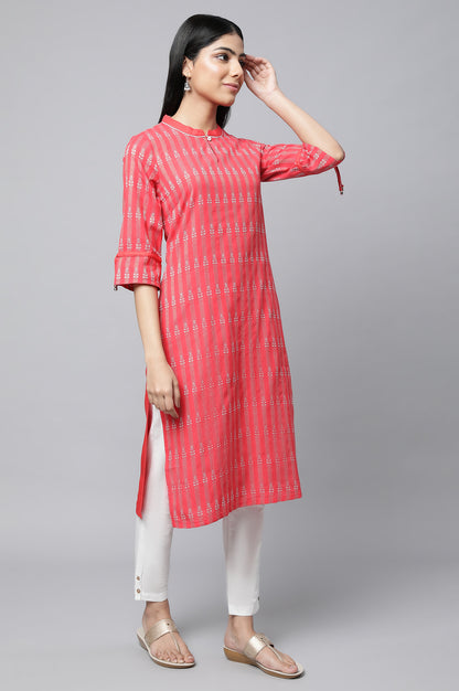 Pink Printed kurta with Trousers Set