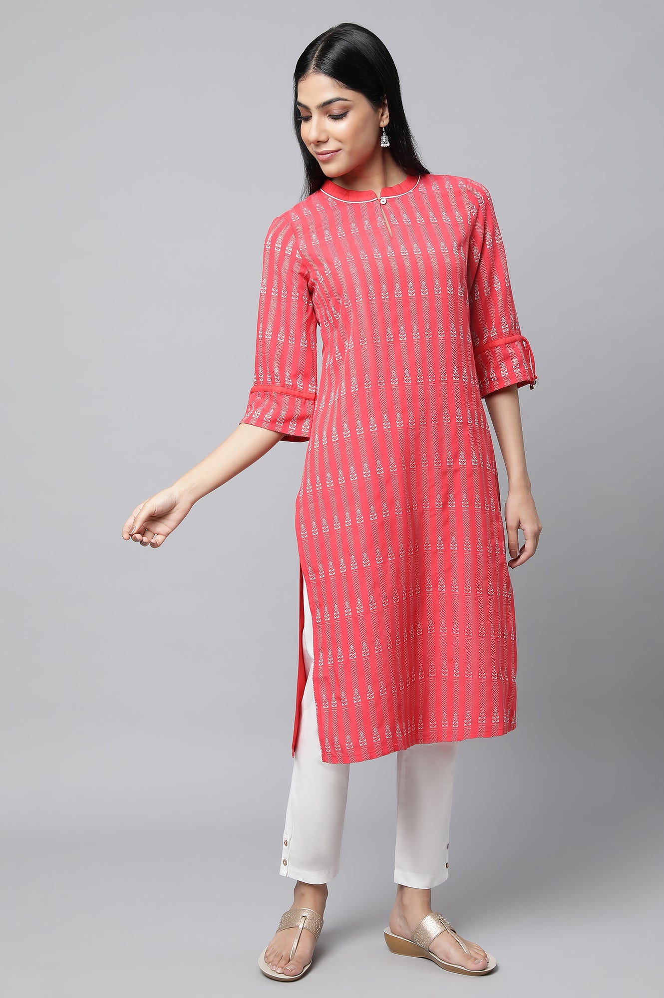 Pink Printed kurta with Trousers Set