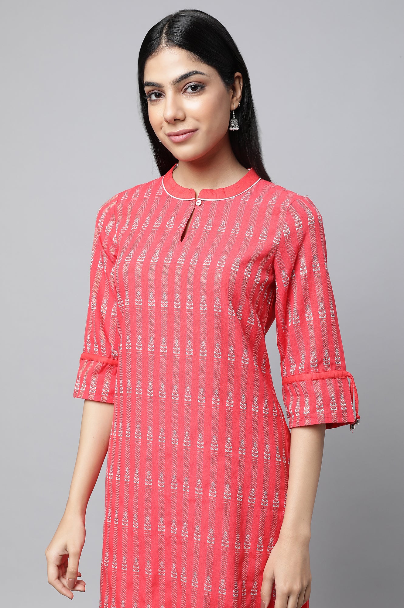 Pink Printed kurta with Trousers Set