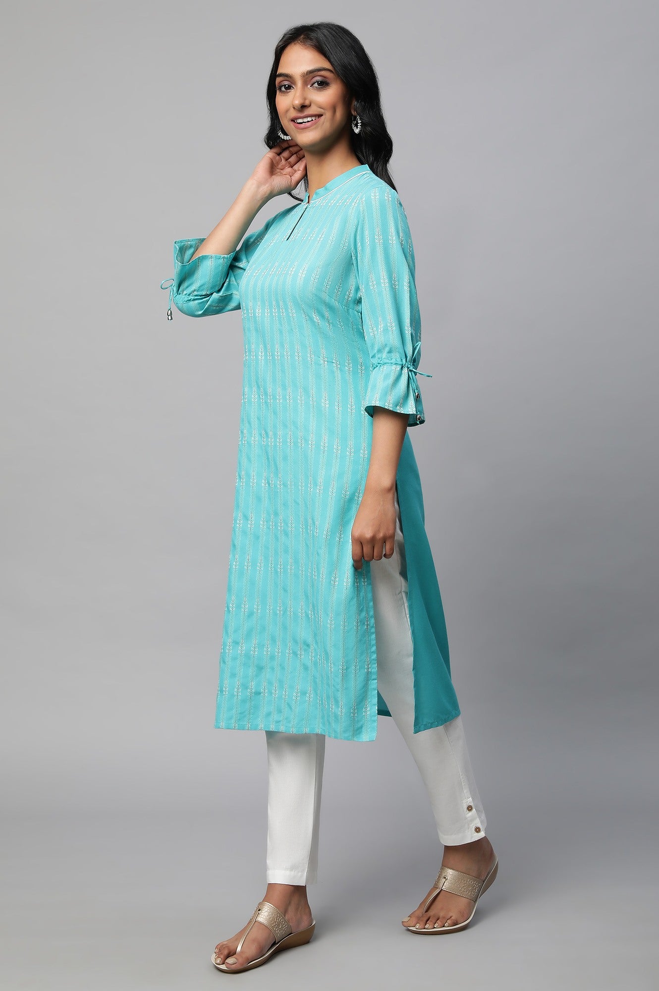 Green Geometric Print kurta Set