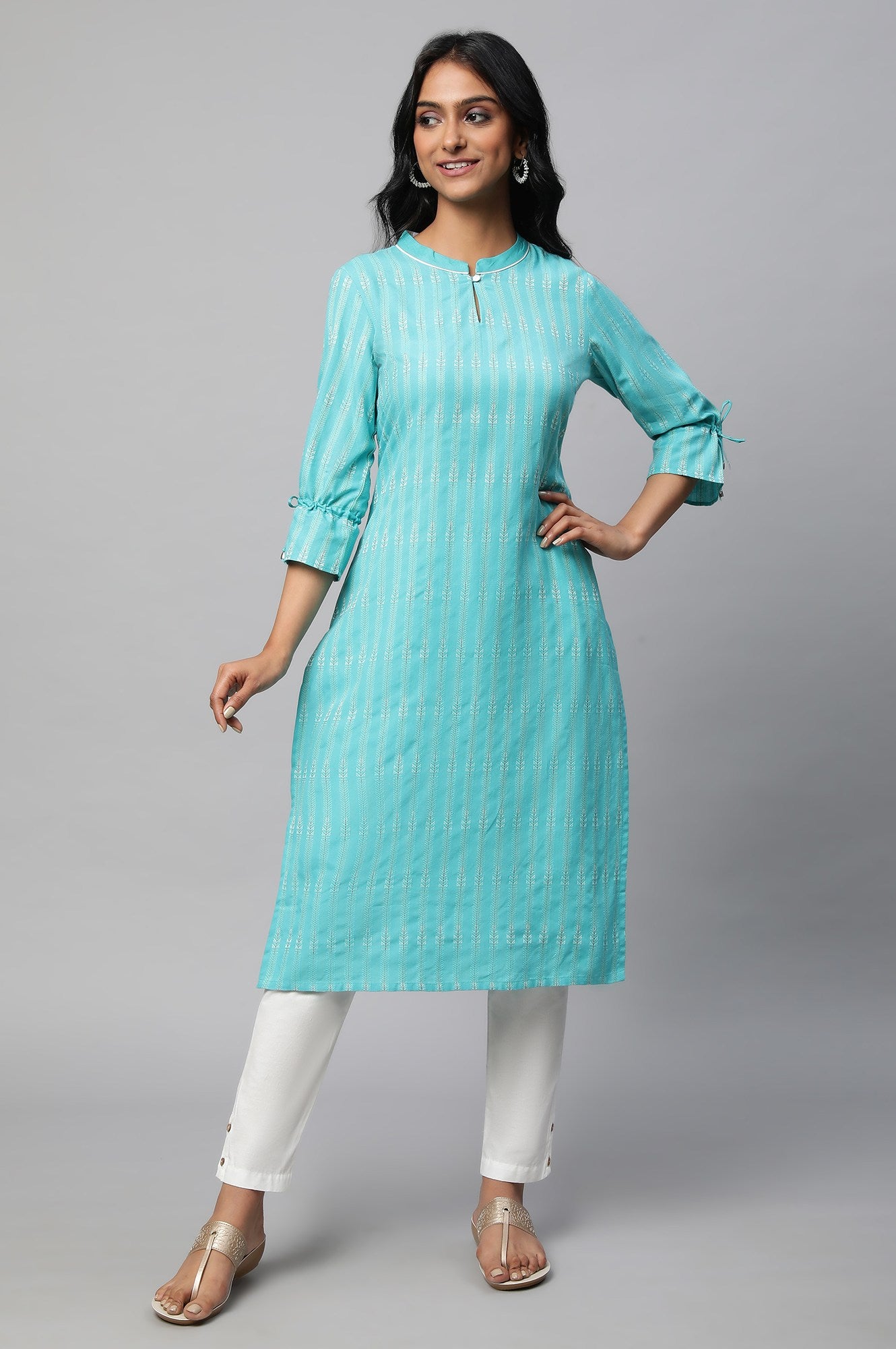 Green Geometric Print kurta Set