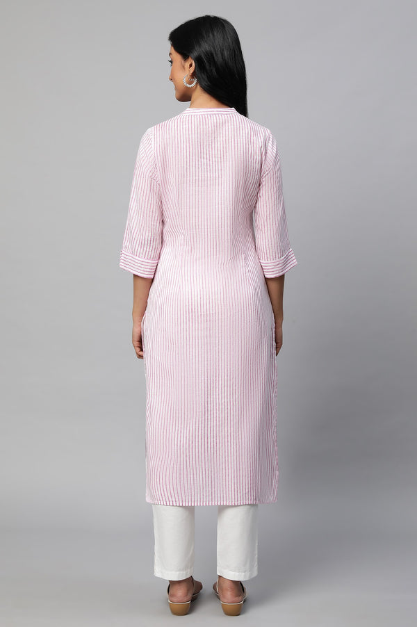 Purple Stripe Print kurta Set