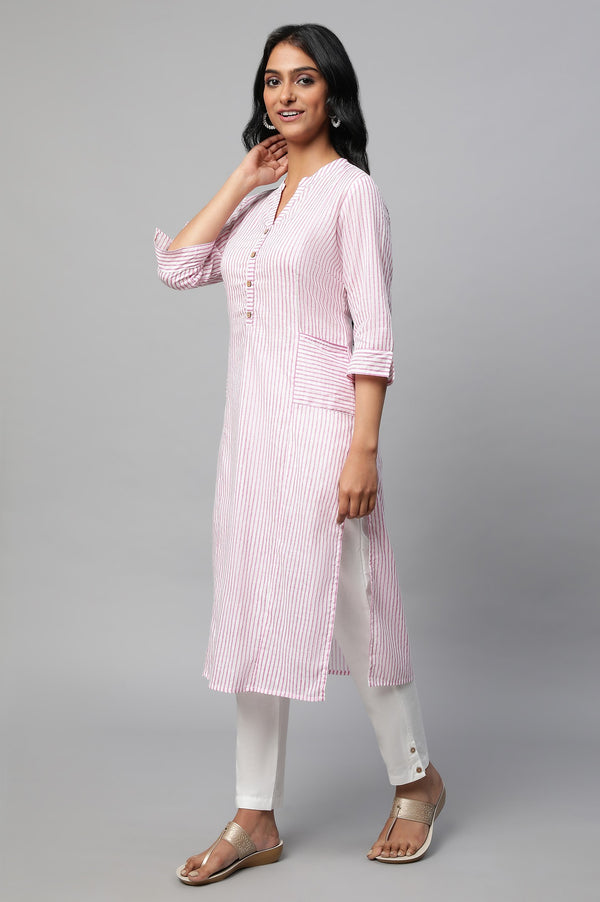 Purple Stripe Print kurta Set