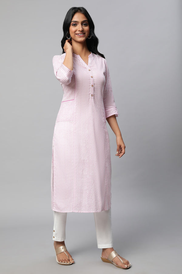 Purple Stripe Print kurta Set