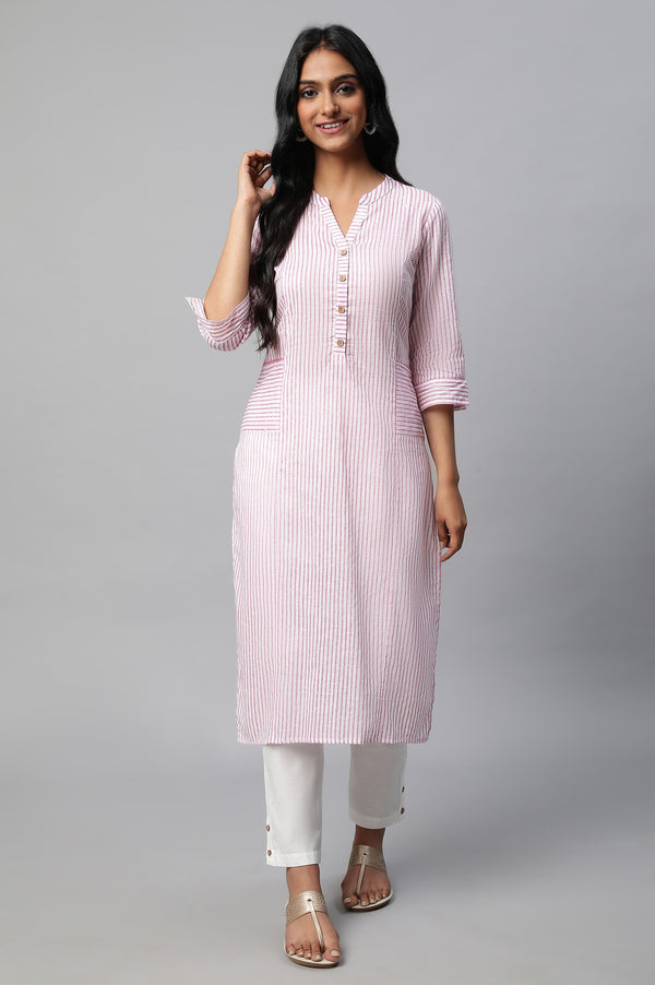 Purple Stripe Print kurta Set