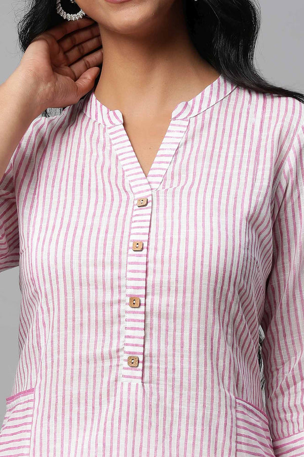 Purple Stripe Print kurta Set