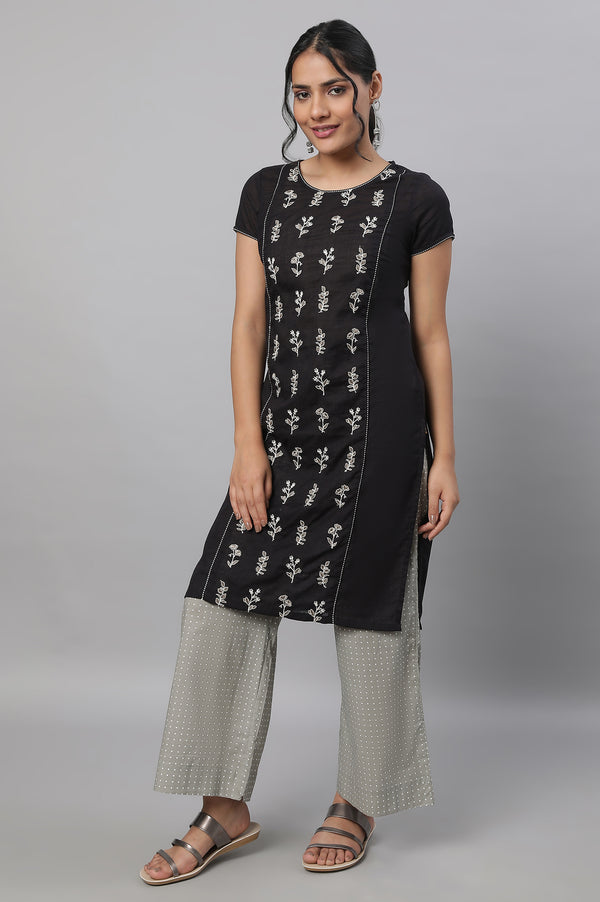 Black Embroidered kurta & Palazzo Set